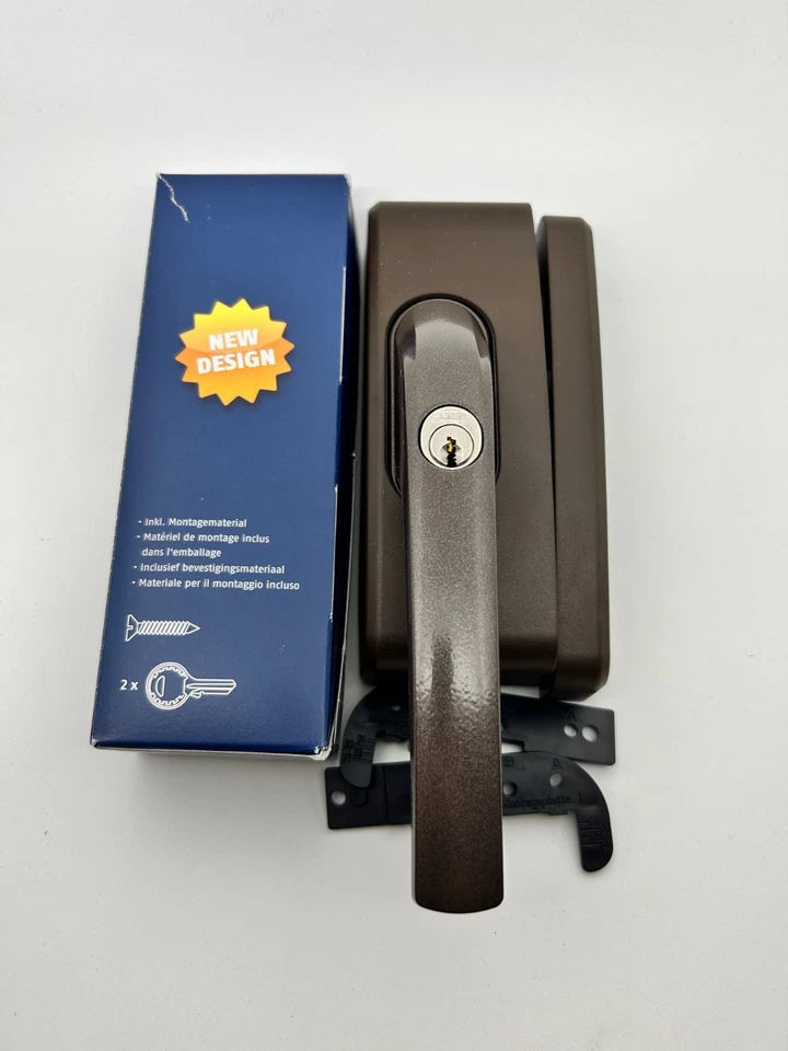 ABUS F0400N Fenstergriff abschließbar 2 Schlüssel verstellbarer Riegel braun - Bild 1 von 1