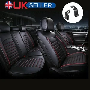 Black Full Set Car Seat Covers Deluxe Universal Protector PU Leather Seat Covers - Picture 1 of 16