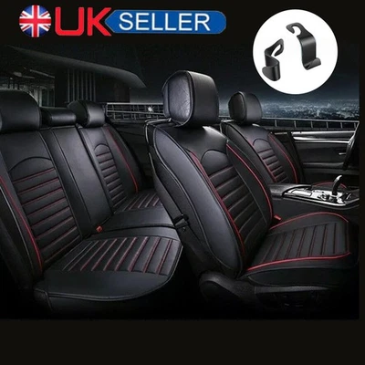 Black Full Set Car Seat Covers Deluxe Universal Protector PU Leather Seat Covers - Image 1 of 4