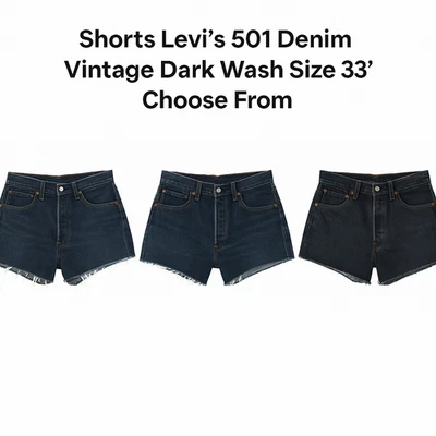 Shorts Levi's 501 Denim Vintage Dark Wash Size 33” Choose From RRP£60 - Image 1 of 4