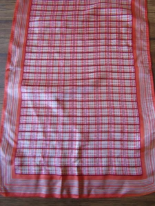 MADE In JAPAN Vintage BLUE PINK RED WHITE ORANGE LINES Acetate SCARF - 1960's - Picture 1 of 3