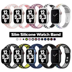 Slim Silikon Sport Armband Armband für Apple Watch Series 9 8 7 6 5 SE 40/44/41/45mm - Bild 1 von 26