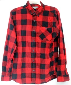 Eddie Bauer Red Black Plaid Shirt Flannel Button Long Sleeve Classic Fit Mens M - Picture 1 of 9