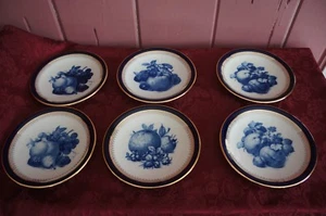 JOHANN HAVILAND BAVARIA BLUE FRIUT THEMED PLATES: SET OF 6 - Picture 1 of 6
