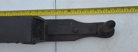 Used Vintage Wood Hand Held Corn Planter Seed Spreader Single Reservoir Cover