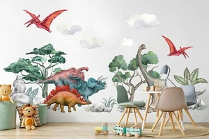 Jurassic Park Brachiosaurus Triceratops Dinosaurs sticker Decal for Kids room - Imagen 1 de 5