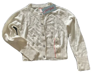 Cat & Jack white button sweater cardigan Youth Girls Sz xs 4/5 New kids - Picture 1 of 2