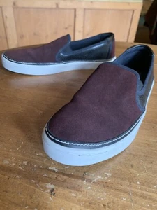 Ted Baker London Burgundy Suede Black Snake White Sole Double Gore Loafers 11 M - Picture 1 of 2