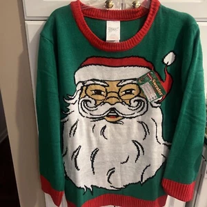 Santa Claus Santa Face Sweater Adult Christmas Novelty Clothing - Large - NEW! - Picture 1 of 6