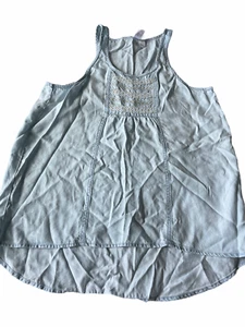 Alya Francescas Chambray Tank Top High Low Embroidered 100% tencel Size S NWT - Picture 1 of 4