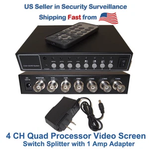 4 Channel 4 CH Quad Processor CCTV Security Camera Video Screen Splitter Switch - Picture 1 of 10