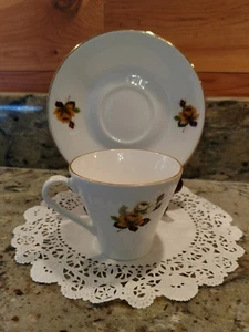 VINTAGE 1960'S FIGGJO FLINT PORCELAIN #957 TEA CUP & SAUCER SET MADE IN NORWAY - Picture 1 of 10