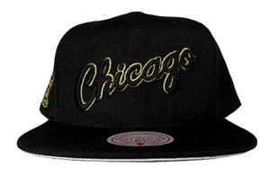 Mitchell & Ness NBA Chicago Bulls Black & Gold Metallic Snapback Hat, Cap, New - Picture 1 of 11