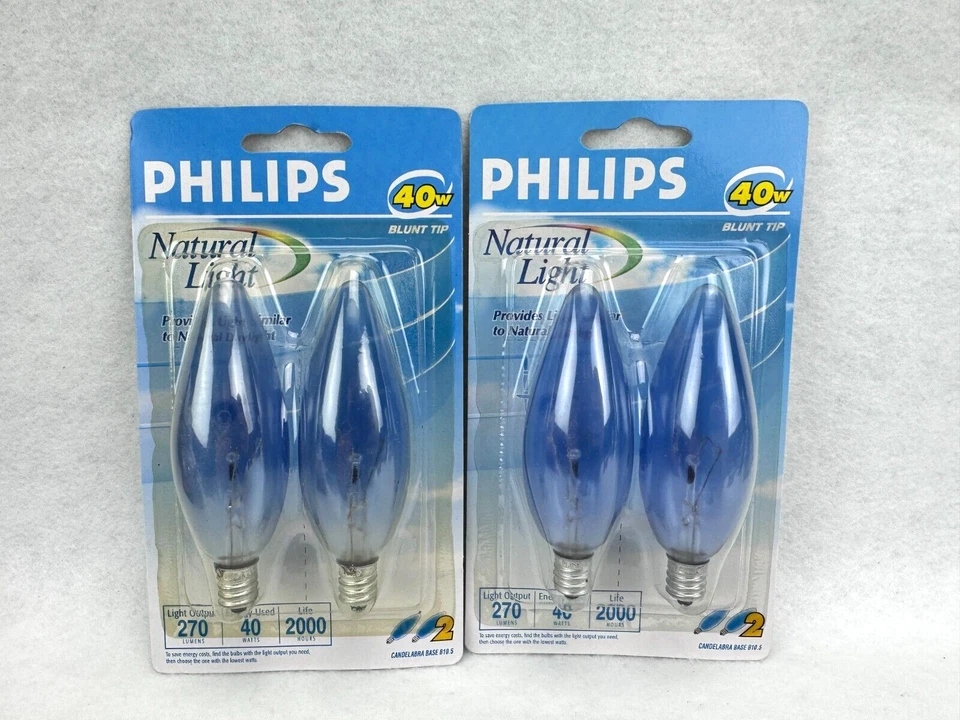 Philips 40W Natural Light Bulbs B10.5 Blunt Tip Candelabra Base 2 Pack of 2 - Image 1 of 4