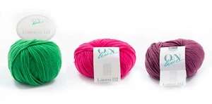 Online Lammwolle 112 Garn, grün, rosa, lila, braun, 100% Merino, Kammgarn - Bild 1 von 16