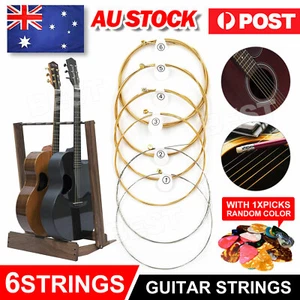 Acoustic Music Guitar Strings Steel Premium Light Universal 6 Pcs Sent Free Pick - Picture 1 of 9