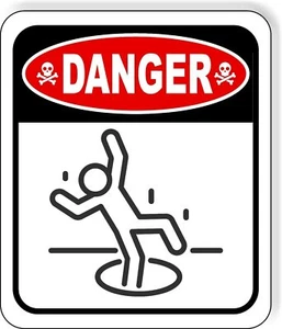 DANGER FALLING HAZARD OPEN FLOOR Metal Aluminum composite sign - Picture 1 of 5