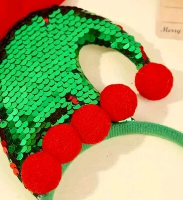 Diadema Sombrero Papá Noel Lentejuelas Verdes Diadema Navidad Novedad Foto 1 de 4