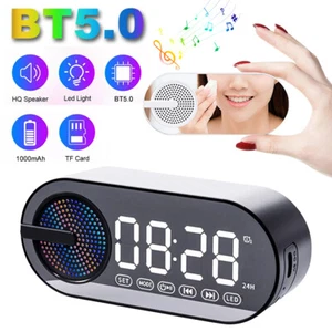 Bluetooth 5.0 Lautsprecher Kabellos Stereo Bass USB/TF/FM Radio Wecker Innenbereich - Bild 1 von 26