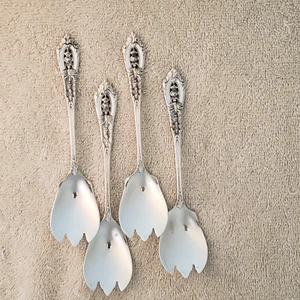 ROSE POINT by WALLACE set 4 sterling Silver ICE CREAM FORKS no monogram 5 1/4" - Picture 1 of 11