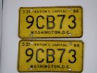1966 Vintage Washington DC License Plate Pair  Original 9CB73