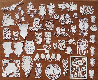 🦉 万圣节卡片装扮破旧的花边剪贴簿剪纸猫女巫猫头鹰 — 第 1/3 张图片