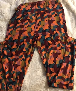 LuLaRoe Tall Curvy Leggings Damen Hose Schlafanzug Neu Burgund/ Orange Stretch - Bild 1 von 2