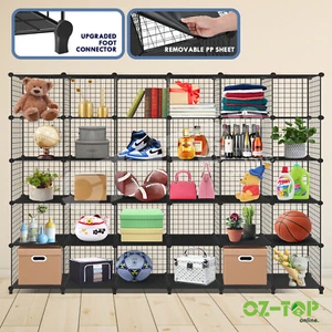 30 Cube Cabinet Organiser DIY Metal Wire Mesh Storage Bookcase Rack Shelf Stand - Picture 1 of 12