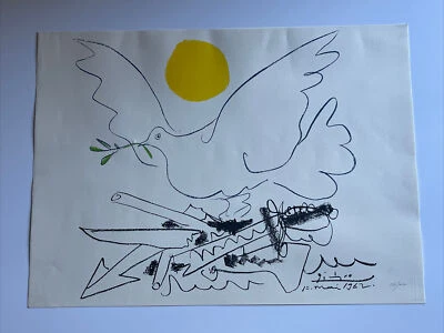 Spadem Offset 石版画鸽子 Pablo Picasso 现代主义 罕见 60 版 复古 — 第 1/4 张图片