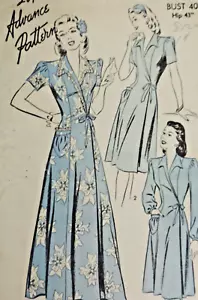 1940s Miss Advance 3935 Pattern Wrap Dress Sz 20 B40, H43 Uncut/FF - Picture 1 of 6
