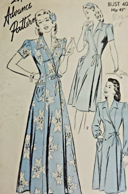 1940s Miss Advance 3935 Pattern Wrap Dress Sz 20 B40, H43 Uncut/FF - Image 1 of 4