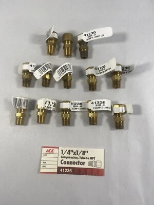 Ace 41236 1/4” x 1/8" Compression TUBE TO MPT Connector Adapter Lot Of 13 Pcs - Image 1 of 4