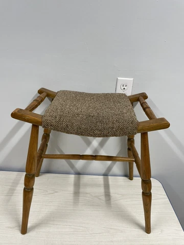 Vintage Seat/Stool /Bench. Made Of Oak. W/ Saddle Curve. 18"w x 12"D x 18.5"Tall Cover