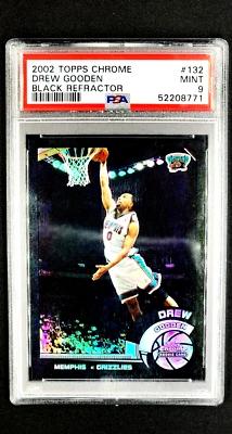 2002 Topps Chrome Black Refractor 132 Drew Gooden RC Rookie /99 PSA 9 Mint POP 4 - Image 1 of 4