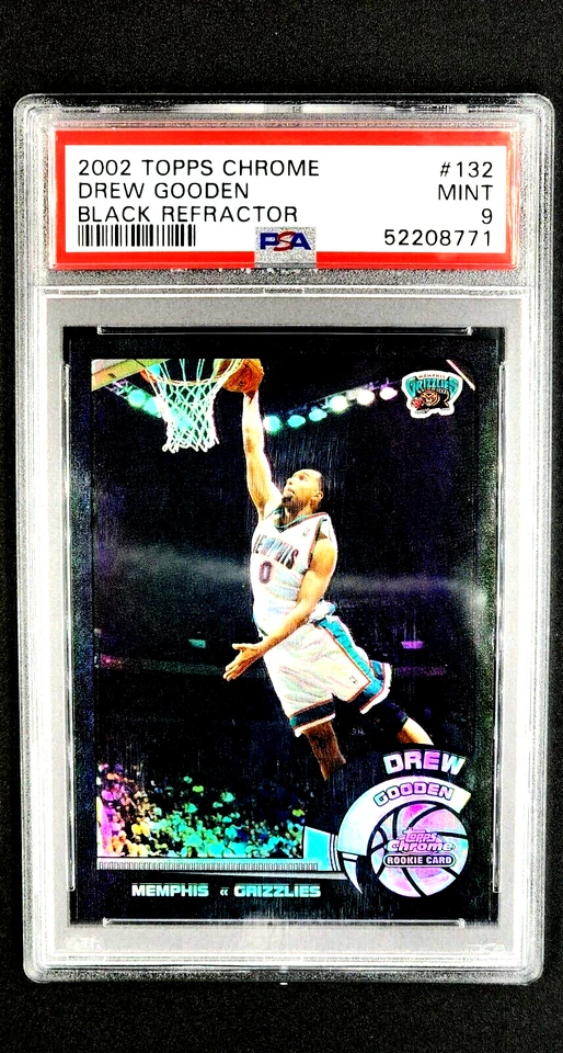Topps 2002 cromo negro refractor 132 Drew Gooden radiocontrol novato/99 PSA 9 como nuevo POP 4 Foto 1 de 4