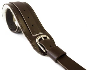 Echtleder Lammfell Schulterpolster Schnalle Vintage Gitarrengurt braun B LAGER - Bild 1 von 7