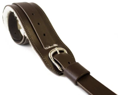 LEATHERCRAFT LEATHERGRAFT Genuine Leather Sheepskin Shoulder Pad Buckle Vintage Guitar Strap Brown - New