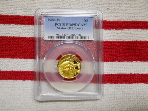 1986-W $5 Statue of Liberty Gold Coin-PCGS PR69DCAM Cover