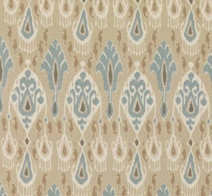GP & J BAKER CURTAIN FABRIC DESIGN Ikat Bokhara 4.1 METRES SAND LINEN BLEND - Picture 1 of 7