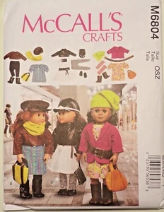 18 Inch Doll Clothes and Accessories Sewing Pattern McCall's M6804 NIP - Picture 1 of 2