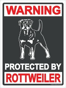 Warning Protected by Rottweiler 9"x12" Sign Metal Dog Dogs - Picture 1 of 3
