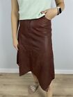 PLEIN SUD Designer LEATHER Brown SKIRT 34 S/M Ruffles NEW TAGS Italy