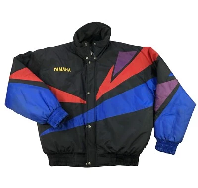 雅马哈运动服复古 80 年代男式大号雪地摩托车全拉链轰炸机夹克 — 第 1/4 张图片