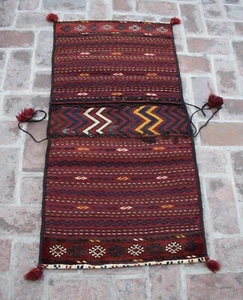 2x4 Handwoven Afghan Saddle Bag Wool Kilim Rug Oriental Turkish Antique Kilim - Picture 1 of 6