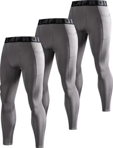 3 Pack Mens Quick Dry Cool Compression Fit Tights Leggings Waistband 3XL  (27810 - Picture 1 of 6