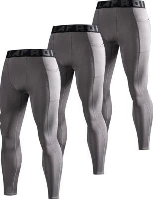 3 Pack Mens Quick Dry Cool Compression Fit Tights Leggings Waistband MED (270102 - Image 1 of 4