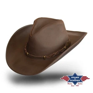 Stars und Stripes Lederhut, Cowboyhut, Nubuklederhut "Bandera" II   Größe L - Bild 1 von 1