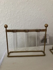 Gold Tone Propagation Station with 3 Vases - NEW! - Picture 1 of 3