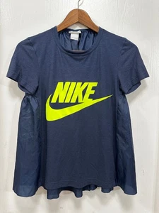 Nike Lab x Sacai Women T-shirt Tech Futura Wordmark Fashion Cape Blue Small - Picture 1 of 14