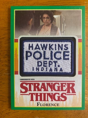 STRANGER THINGS - GREEN PATCH CARD 44/50 - Florence - Hawkins Police - 2018 - Image 1 of 2
